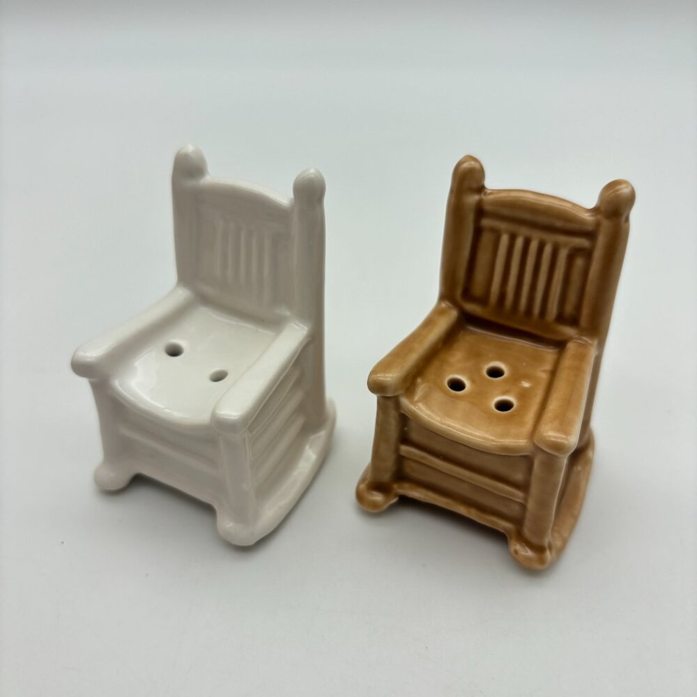 Cracker Barrel Salt & Pepper Shakers, Porch Rocking Chair White Brown UNUSED